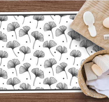 Gingko leaves white pattern retro rug - TenStickers