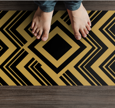 Gold and black geometric pattern tile mat - TenStickers