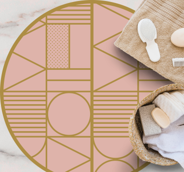 Gold and pink geometric shapes circular mat - TenStickers