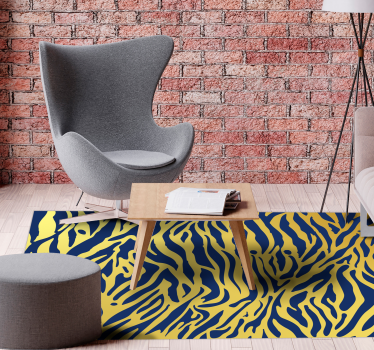 Golden and blue zebra animal print carpet - TenStickers