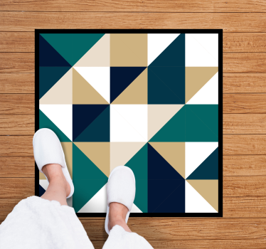 Golden and green nordic triangles pattern geometric carpet - TenStickers