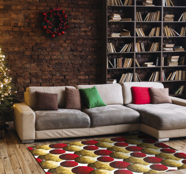 Golden and red polygonal balls festive design vinyl floor carpet - TenStickers