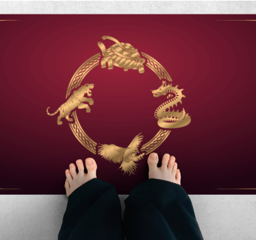 Golden Zodiac Circle teenager vinyl rug - TenStickers