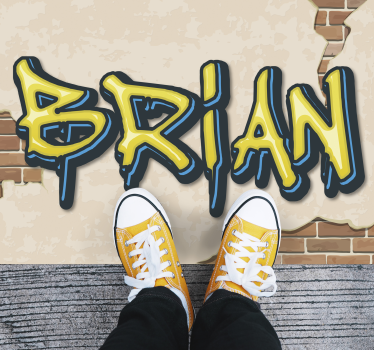 Graffity and brick texture personalised vinyl rug - TenStickers