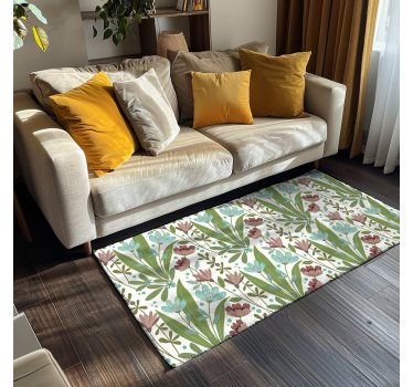 Floral Botanical Pattern flower vinyl rug - TenStickers