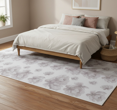 Gray 80's floral pattern bedroom vinyl rug - TenStickers