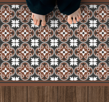 Gray and brown vintage pattern tile mat - TenStickers