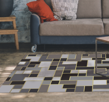 Gray rectangles mosaic mosaic vinyl flooring - TenStickers
