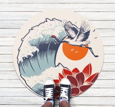Great wave of Kangawa modern vinyl carpet - TenStickers