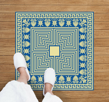 Greek Blue Tile retro vinyl rug - TenStickers