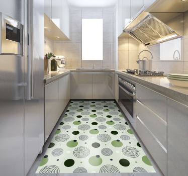 Green and black geometric pattern kitchen flooring - TenStickers