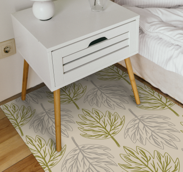 Green and grey leaf flower vinyl rug - TenStickers