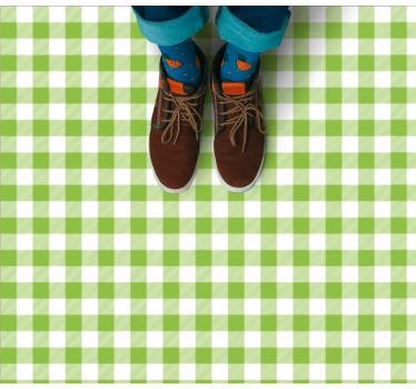 Green checked plaid design kitchen flooring - TenStickers