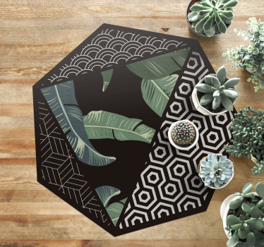Green leaves and geometric pattern geometric carpets - TenStickers