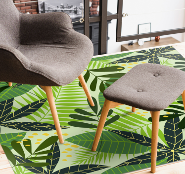 Green leaves flower rug - TenStickers