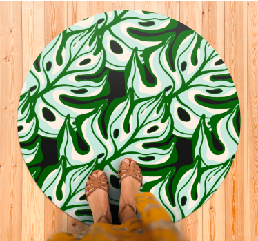 Green splashy flora pattern circular mat - TenStickers