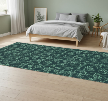 Green vintage plants bedroom vinyl rug - TenStickers