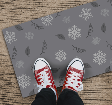 grey background with snowflakes Christmas rug - TenStickers