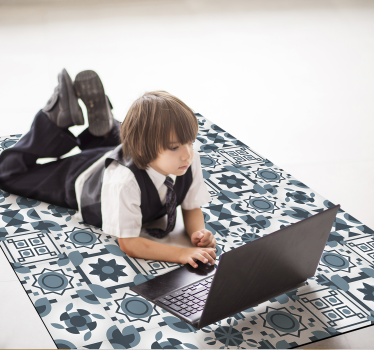 grey colors tiles vinyl rug - TenStickers