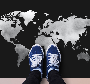Grey colour gradient vinyl map rug - TenStickers