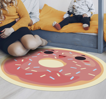 Happy face donut  kids vinyl carpet - TenStickers