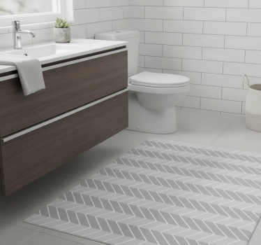 Herringbone light gray bathroom vinyl rug - TenStickers