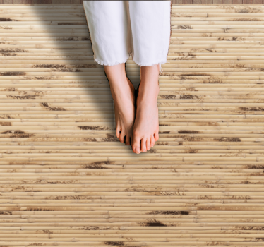 Horizontal light brown wooden sticks texture rug - TenStickers