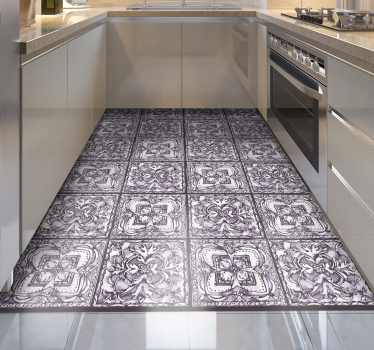 Italian vintage tiles pattern kitchen vinyl rug - TenStickers