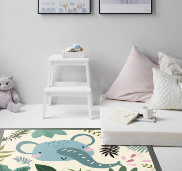 Kids happy elephant and plants kids vinyl carpet - TenStickers