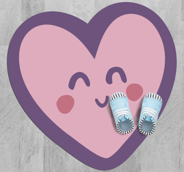 Kids pink happy heart kids vinyl carpet - TenStickers