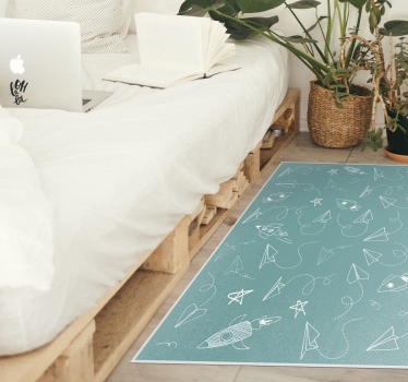 Korean paper planes retro vinyl carpet - TenStickers