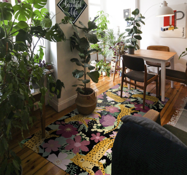 Leopard print flowers animal print carpet - TenStickers