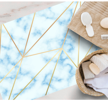 light blue marble effect bathroom vinyl flooring - TenStickers