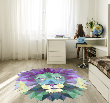 lion shaped geometric animal vinyl carpet - TenStickers