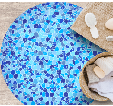 little pieces blue mosaic bathroom vinyl flooring - TenStickers