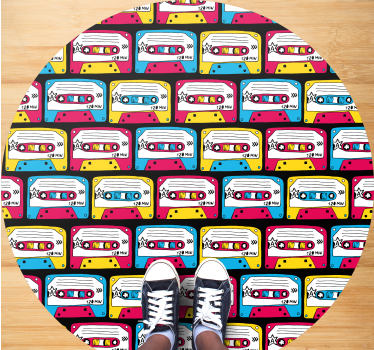 Vintage vinyl rug with vibrant cassette tapes - TenStickers