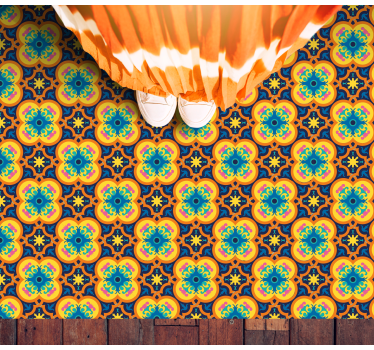 Lively Floral Illustration living room vinyl rug - TenStickers