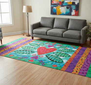 Living room vinyl rug in colorful red heart - TenStickers
