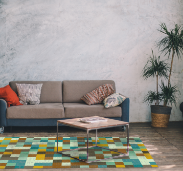 living room vinyl rug regular squares contemporary rugs - TenStickers