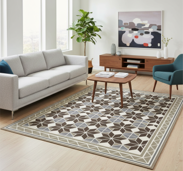 Living room vinyl rug rustic starburst design - TenStickers