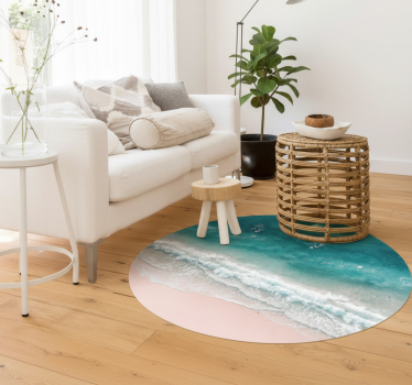 Living room vinyl rug the beach circle - TenStickers