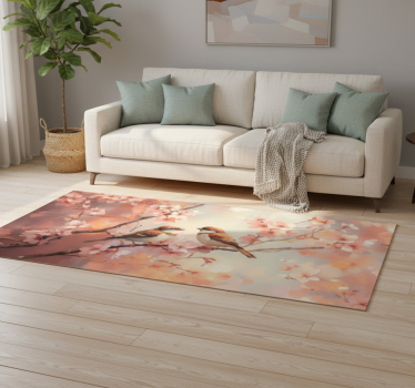 Living room vinyl rug two birds on a branch - TenStickers