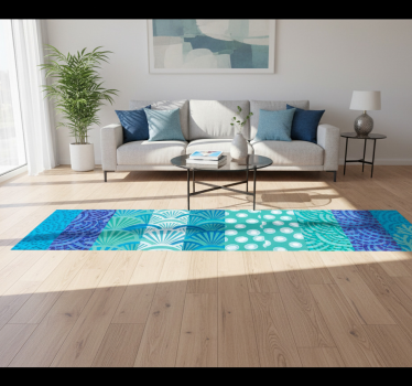 Living room vinyl rug with turquoise ocean design - TenStickers