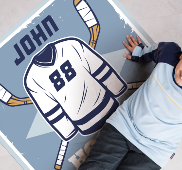 Locker Room Ice Hockey personalised vinyl rug - TenStickers
