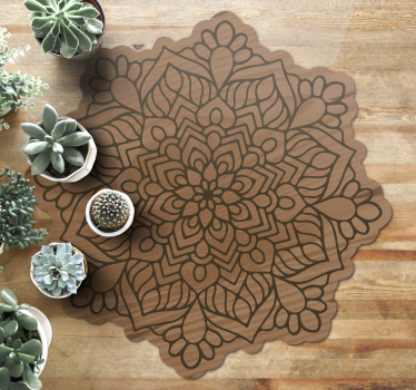 Mandala effect wood wood effect vinyl flooring - TenStickers