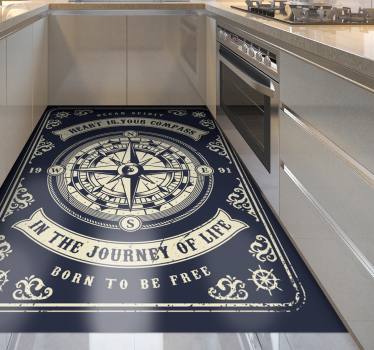 Mariner's compass kitchen flooring - TenStickers
