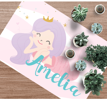 Mermaid princess name kids vinyl carpet - TenStickers