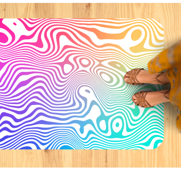 Minimal colorful curvy lines pattern bedroom carpet - TenStickers