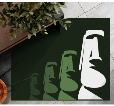 Moai Statues Outline living room vinyl rug - TenStickers