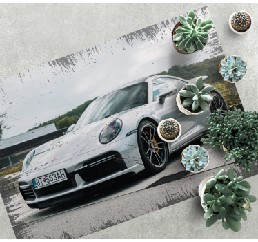 Modern Porsche 911 retro rug - TenStickers